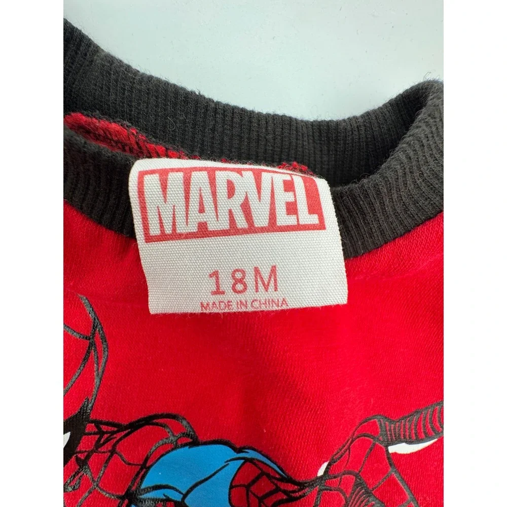 Marvel Spiderman Boys 18M Red Black Fleece Sweatshirt‎ Jogger Pants 2 Piece Set
